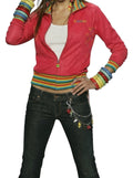 Vintage Coogi Y2K Full Zip Track Sweater Rainbow Trim Maximalism Vibrant Red