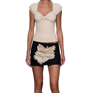 Alvin Valley Beige Knit Ribbed Tank Top with Knot Detail - US 4 (EU 38)