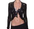 Le Chat Paris Black Open Knit Cardigan with Satin Bow - Size XS