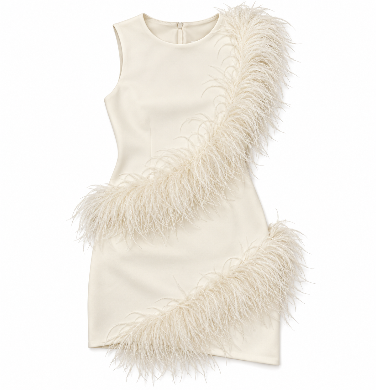 Hutch Pandy Feather Mini Dress - White, Size S
