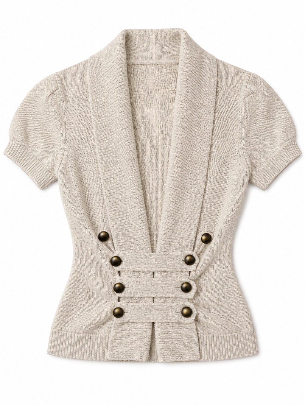 Poof Excellence Beige Cable Knit Cardigan Sweater Topper - Size S