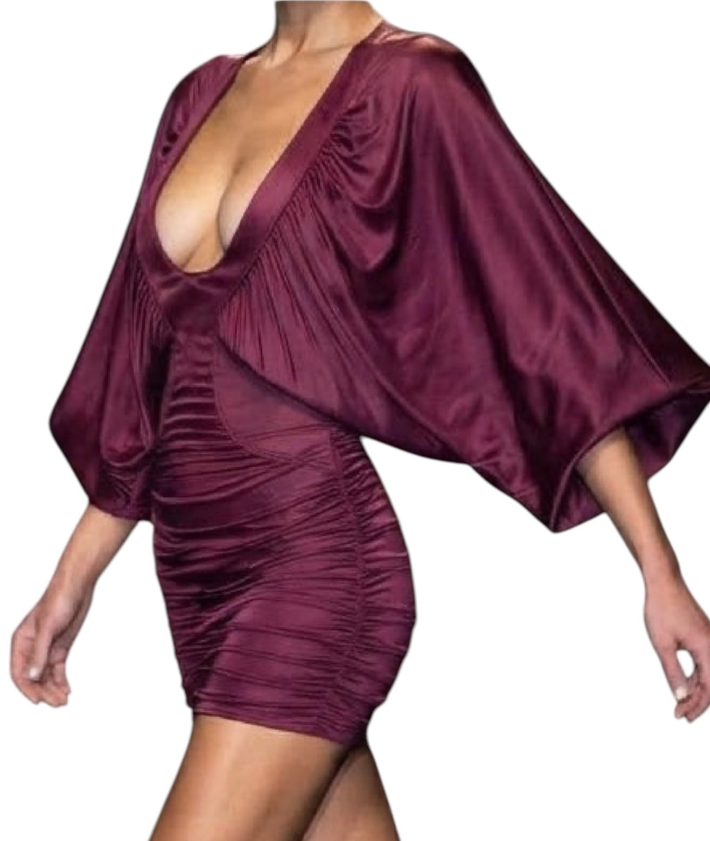 Purple Ruched Backless Dress
