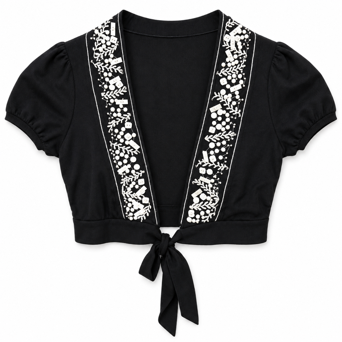 BCBGMaxAzria Black Embellished Crop Top - Size XS