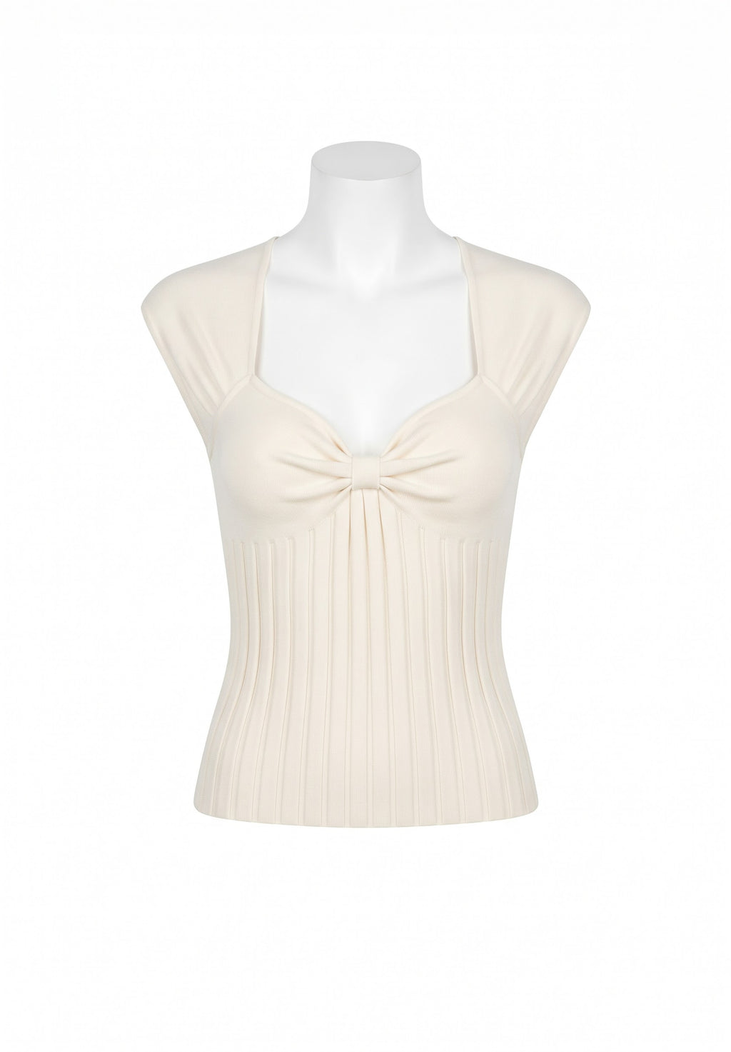 Alvin Valley Beige Knit Ribbed Tank Top with Knot Detail - US 4 (EU 38)