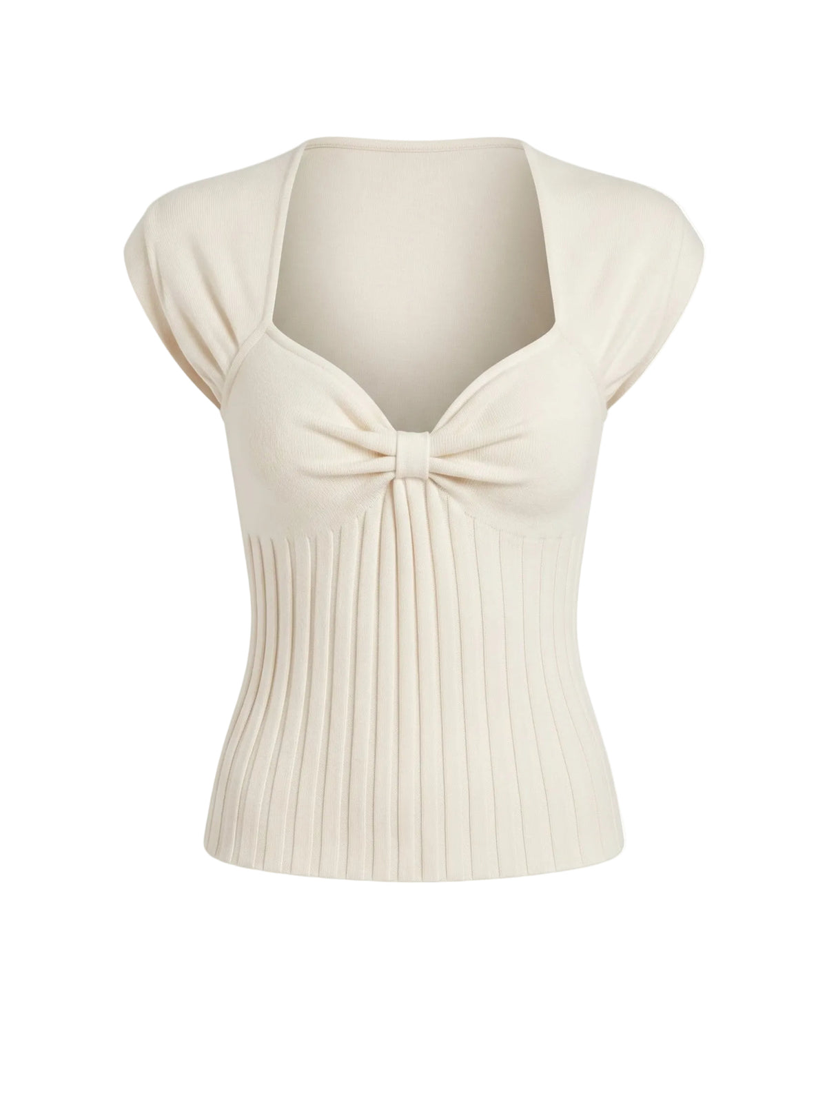 Alvin Valley Beige Knit Ribbed Tank Top with Knot Detail - US 4 (EU 38)
