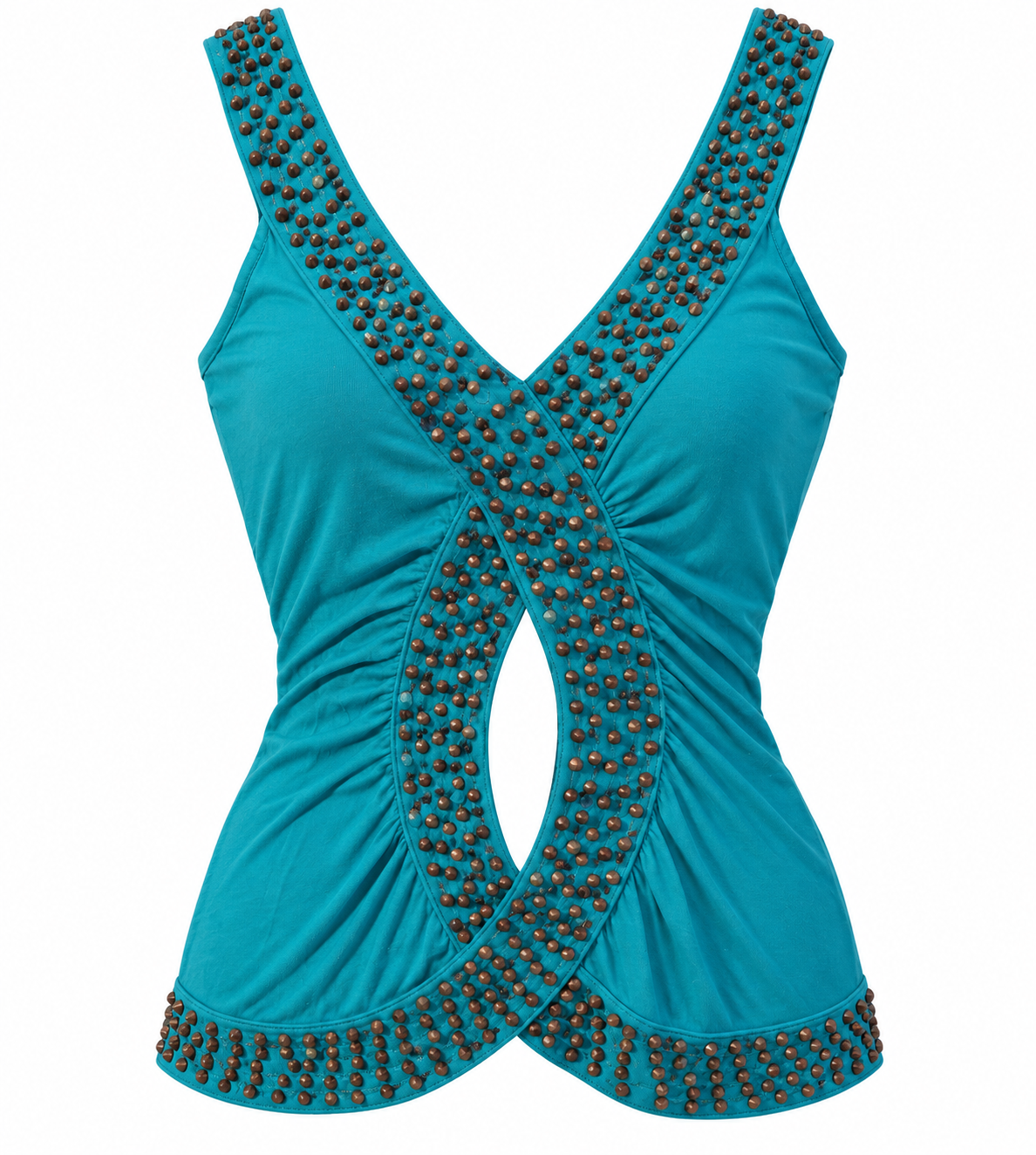 Charlotte Russe Emerald Beaded Sequin Cut-Out Tank Top - Juniors Size S