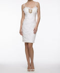 Dave & Johnny Vintage 80s White Ruched Sequin Dress - Size 9/10