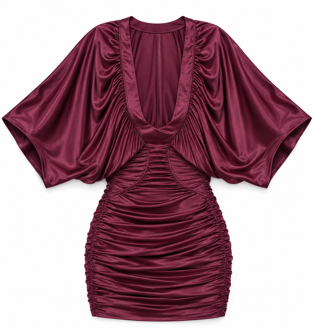 Purple Ruched Backless Dress