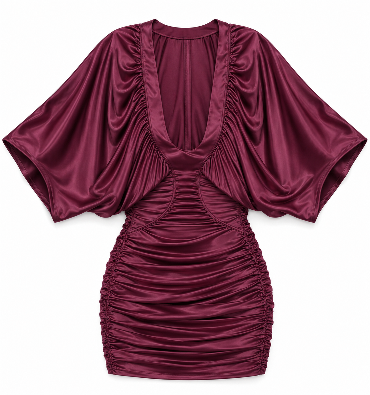 Purple Ruched Backless Dress