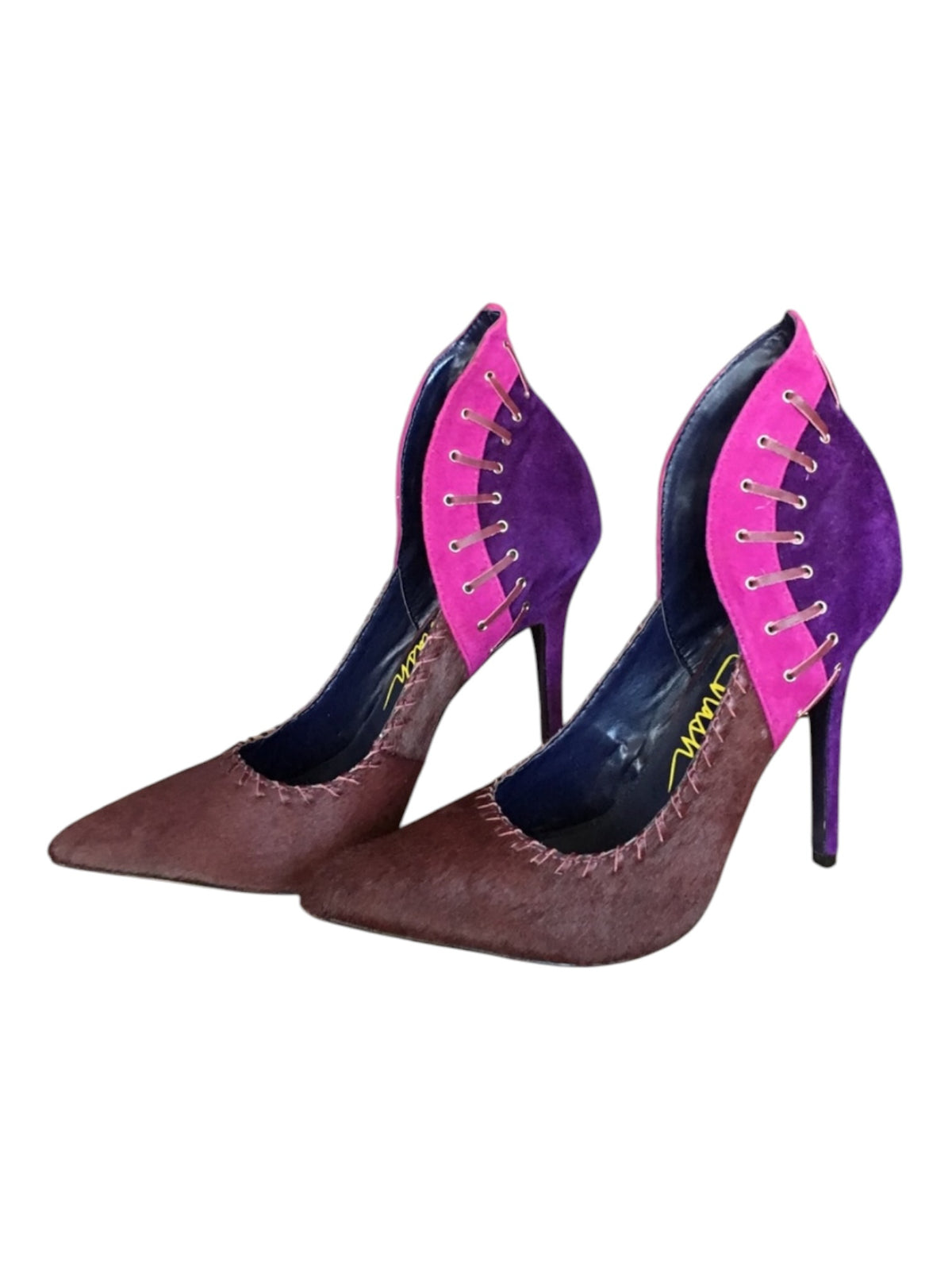 London trash new fur and suede heels