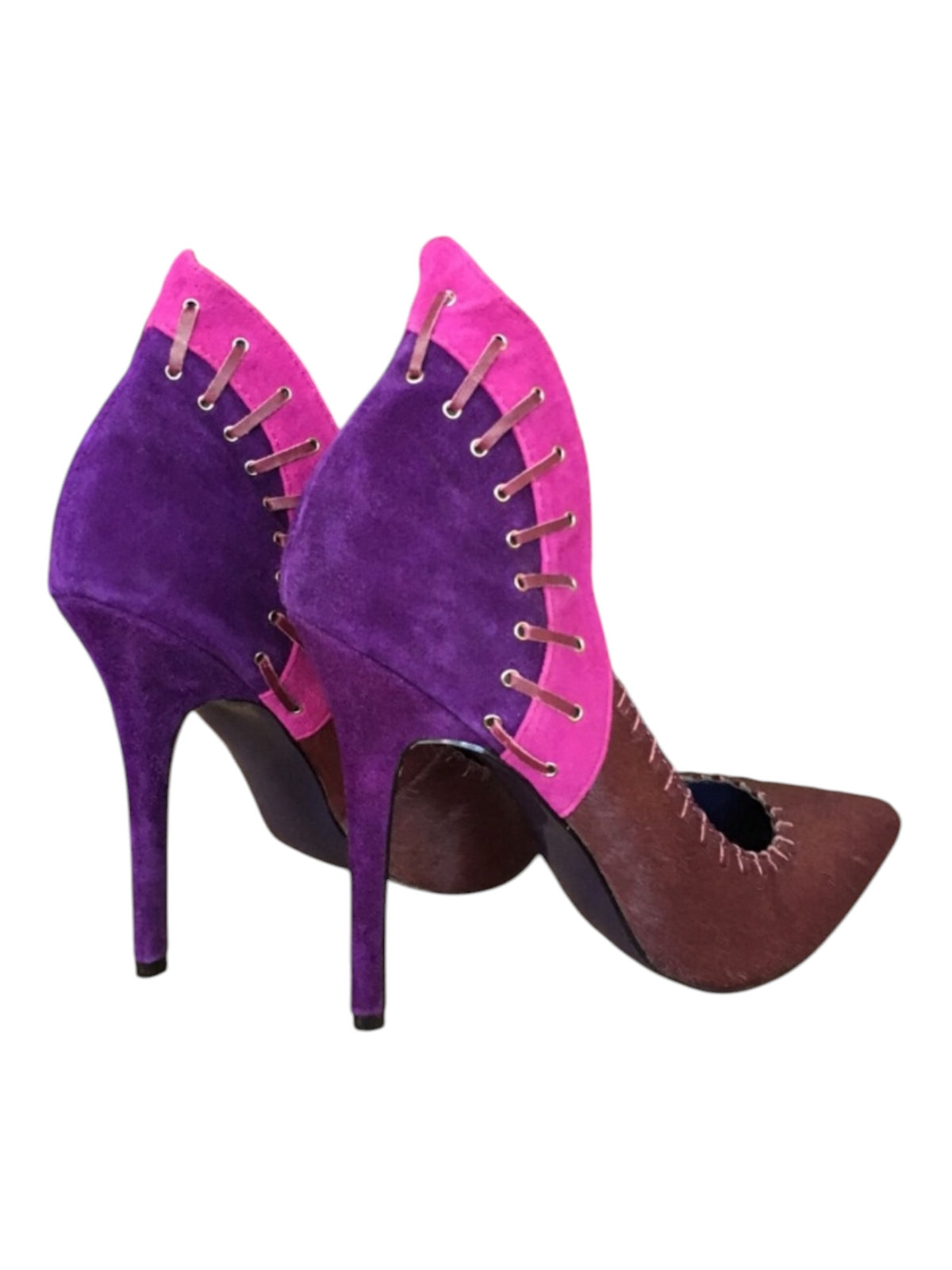 London trash new fur and suede heels