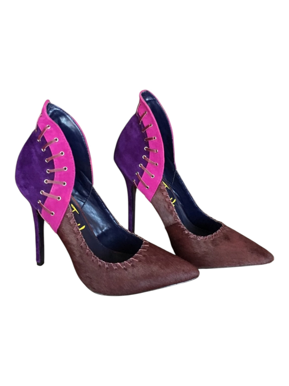 London trash new fur and suede heels