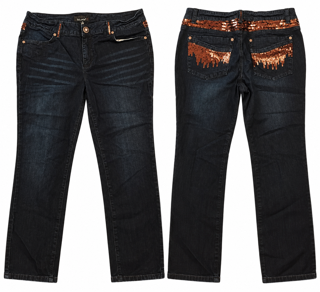 Baby Phat Y2K Dark Wash Sequin Back Pocket Jeans - Size 15