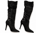 BCBGeneration Black Suede Lace-Up Over-the-Knee Boots - Size 10