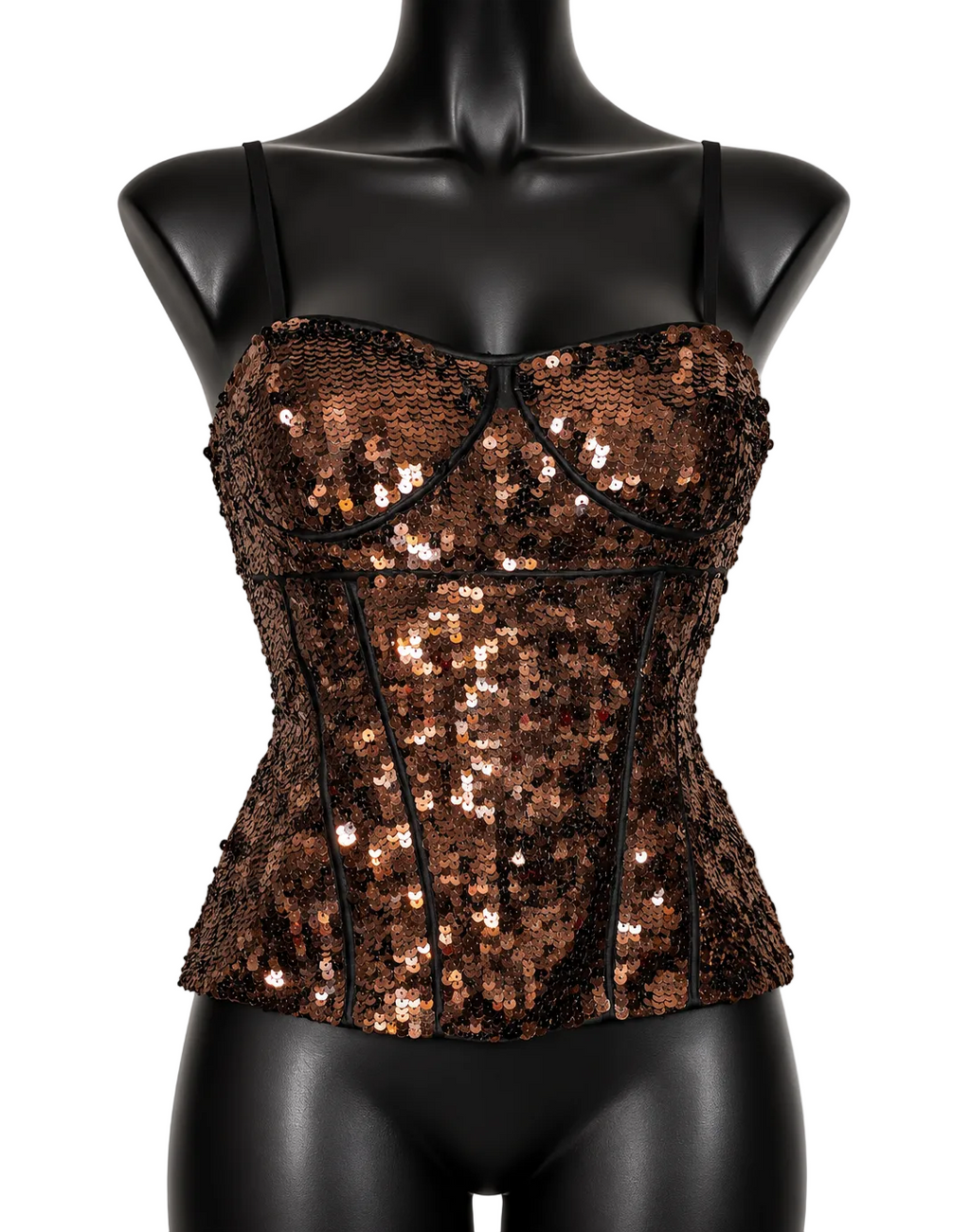Cache Luxe Gold Sequin Corset Top - Size M