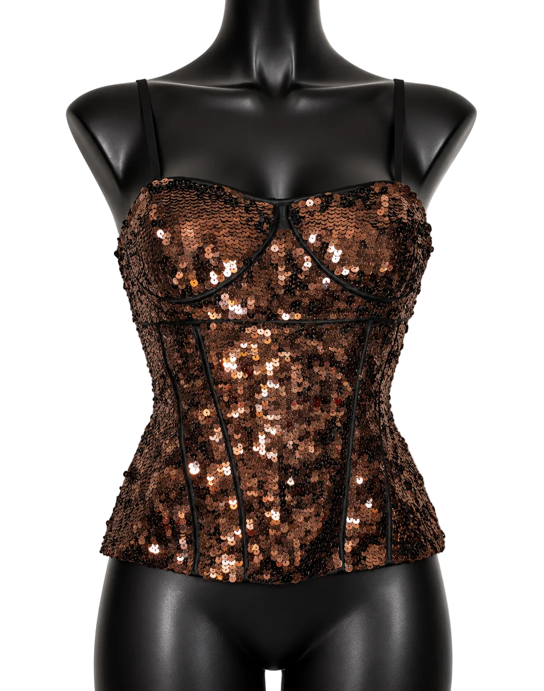Cache Luxe Gold Sequin Corset Top - Size M