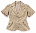 June Shimmery Gold Leather Blazer - Size S