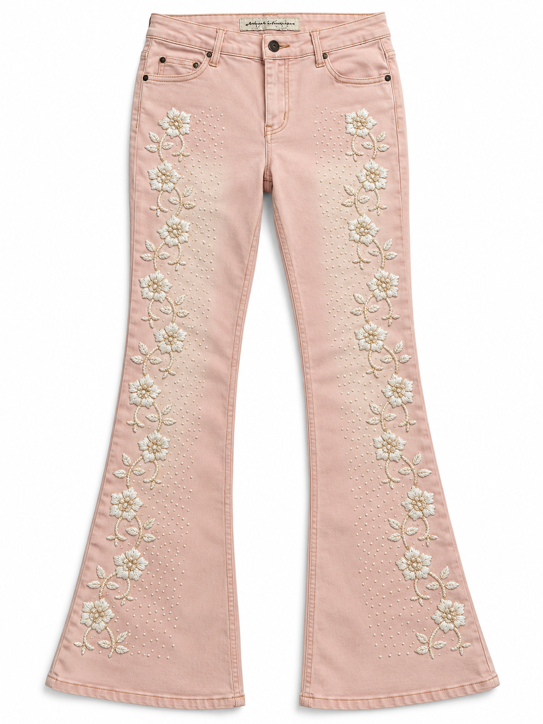 Vintage Michael R. Dan Pink Bead-Embellished Bootcut Jeans - Size 28