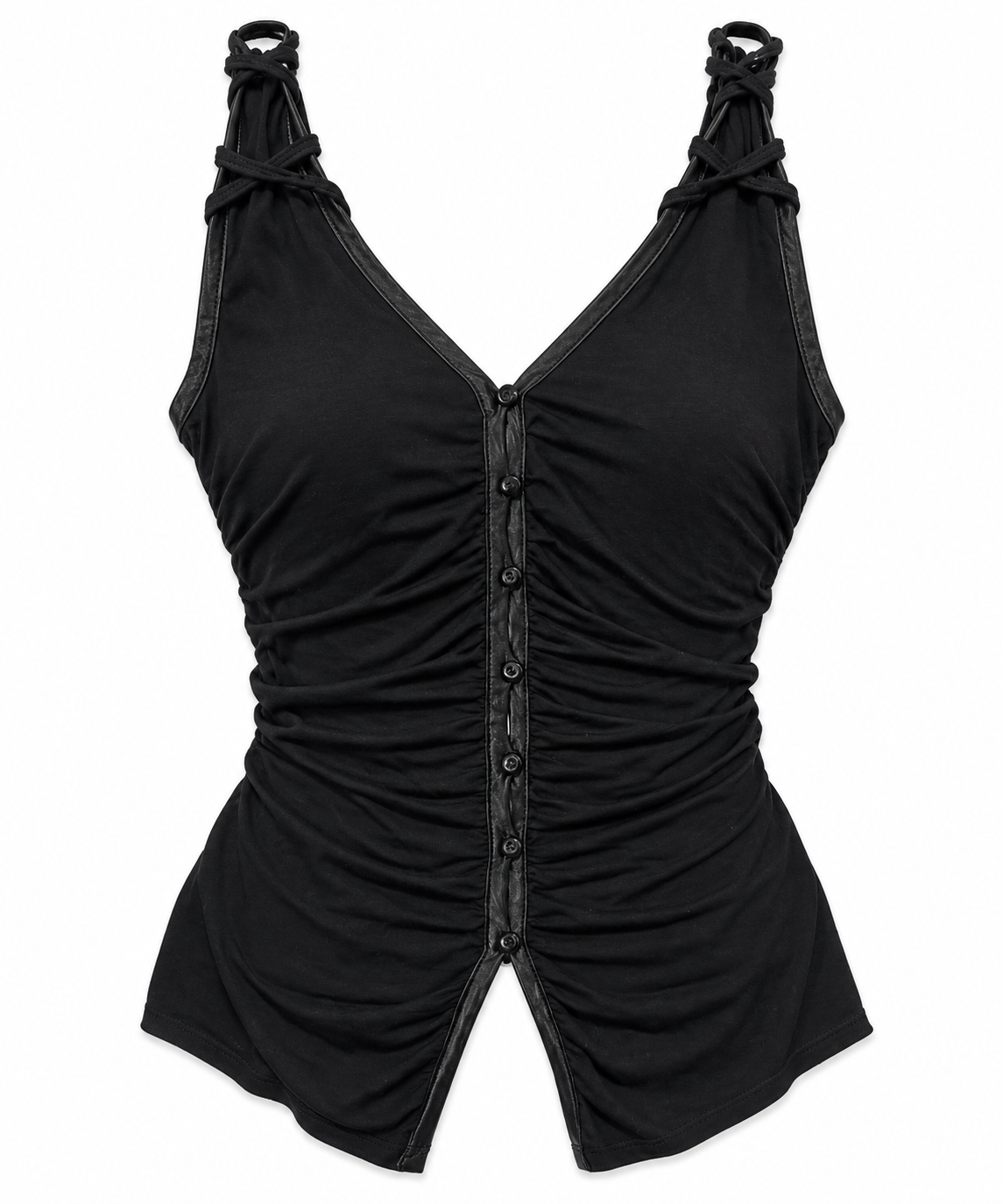 Old Navy Vintage Black Button-Down Tank Top with Satin Trim - Size M