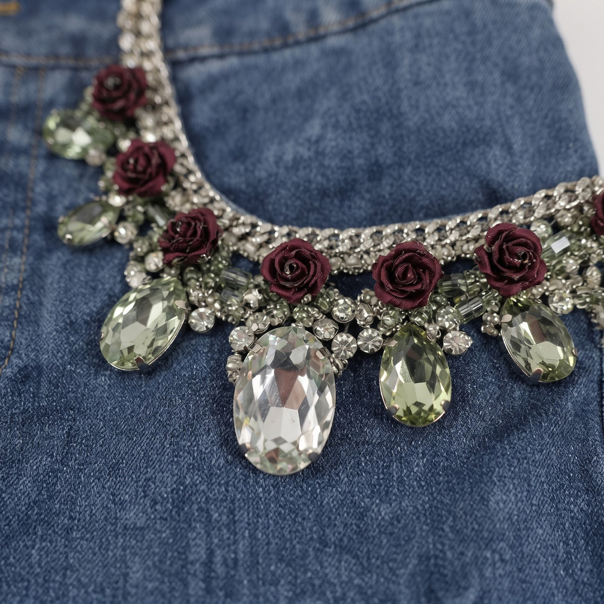 Dolce & Gabbana Denim Skirt with Crystal Embroidery - Size 34