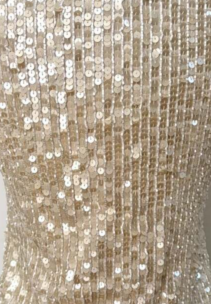 Mondi Vintage 1990s Sequin Beaded Cropped Top with Gold Zip Neck - Size S