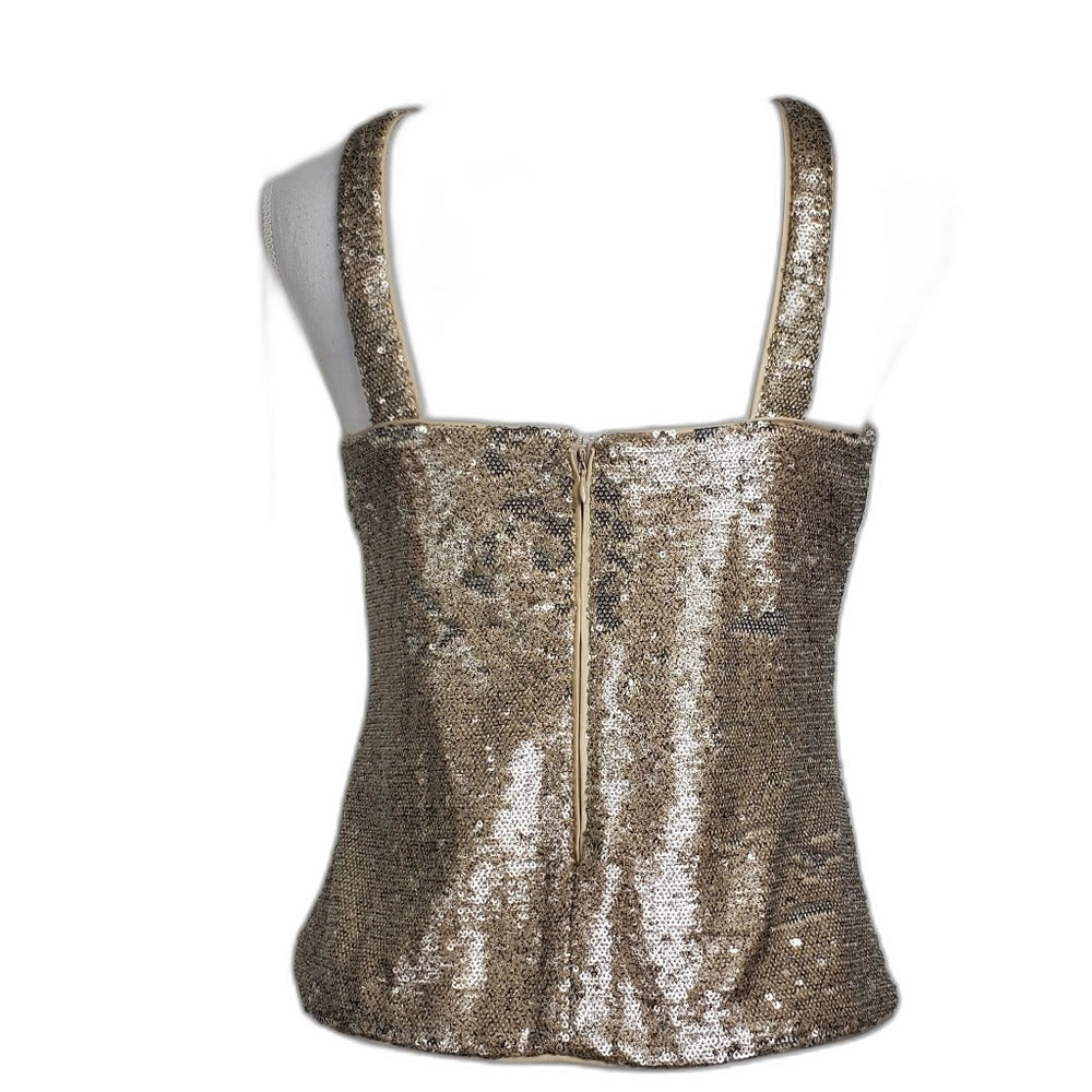 Vince Camuto gold and silver sequin halter tank top - view 11