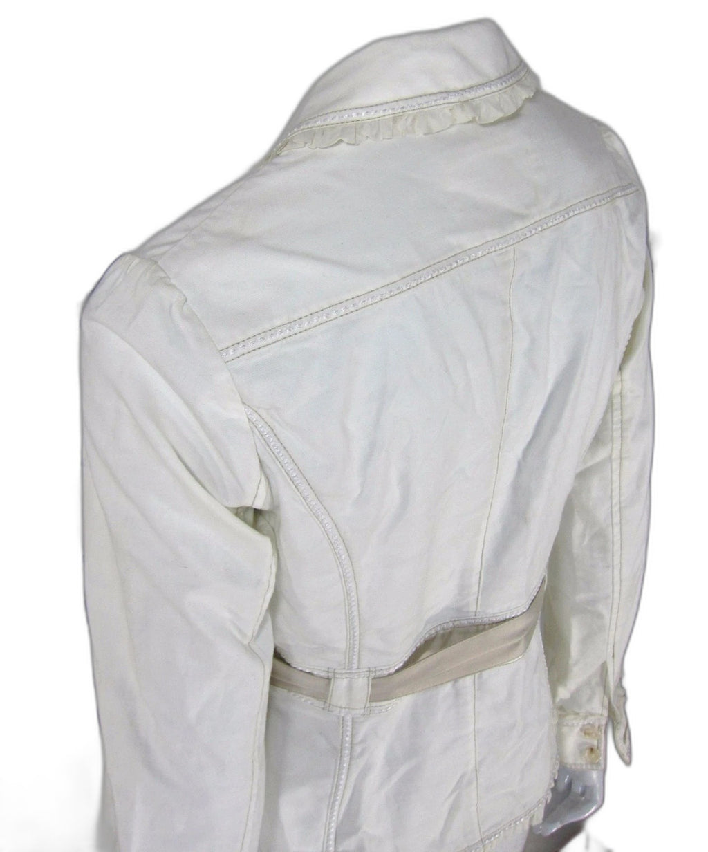 White House Black Market ivory belted blazer jacket - view 11