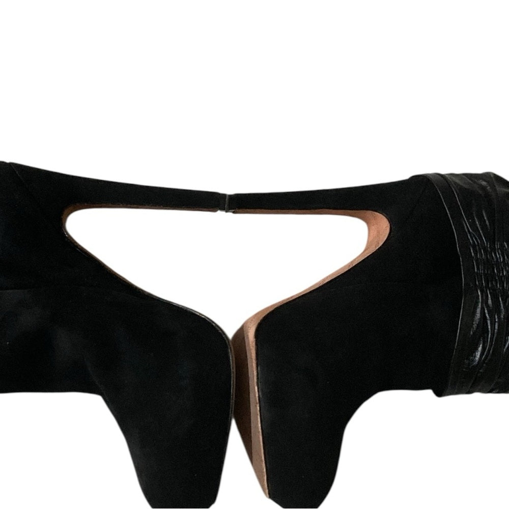L.A.M.B. by Gwen Stefani black suede leather heeled ankle boots - view 11