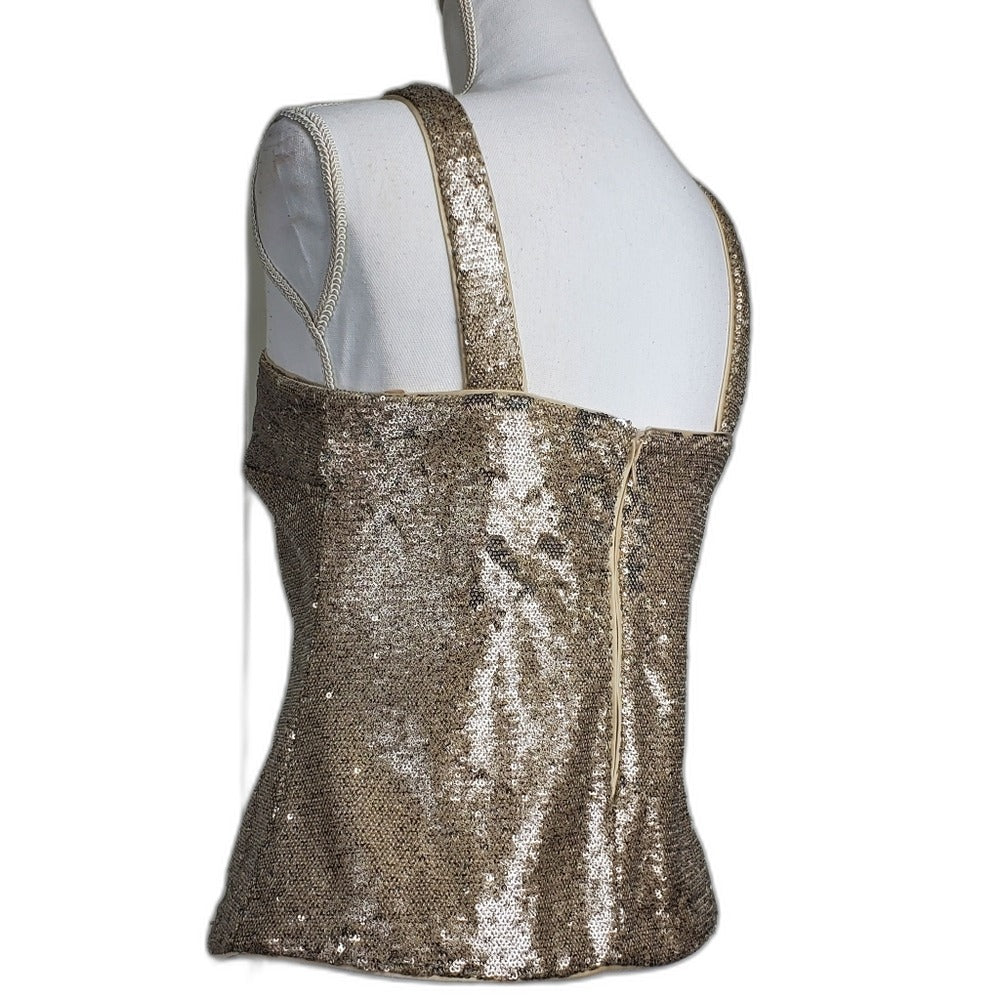 Vince Camuto gold and silver sequin halter tank top - view 12