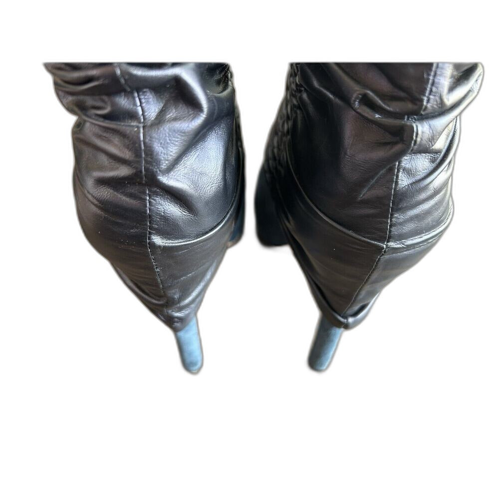 L.A.M.B. by Gwen Stefani blue suede platform ruched stiletto ankle booties - view 13