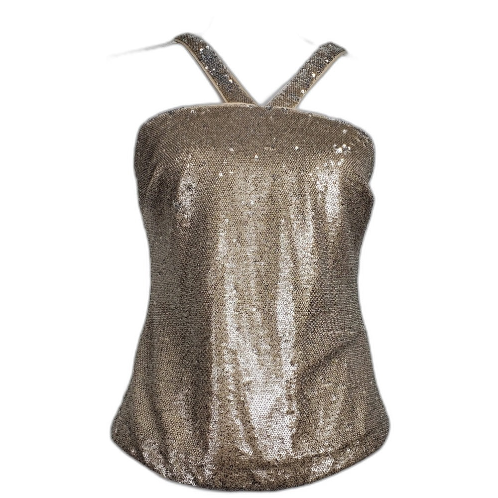 Vince Camuto gold and silver sequin halter tank top - view 13