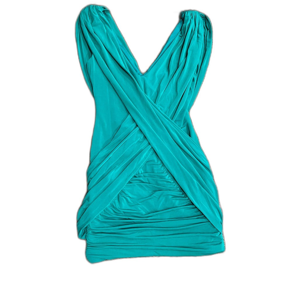 BCBGMaxAzria green draped dress - front