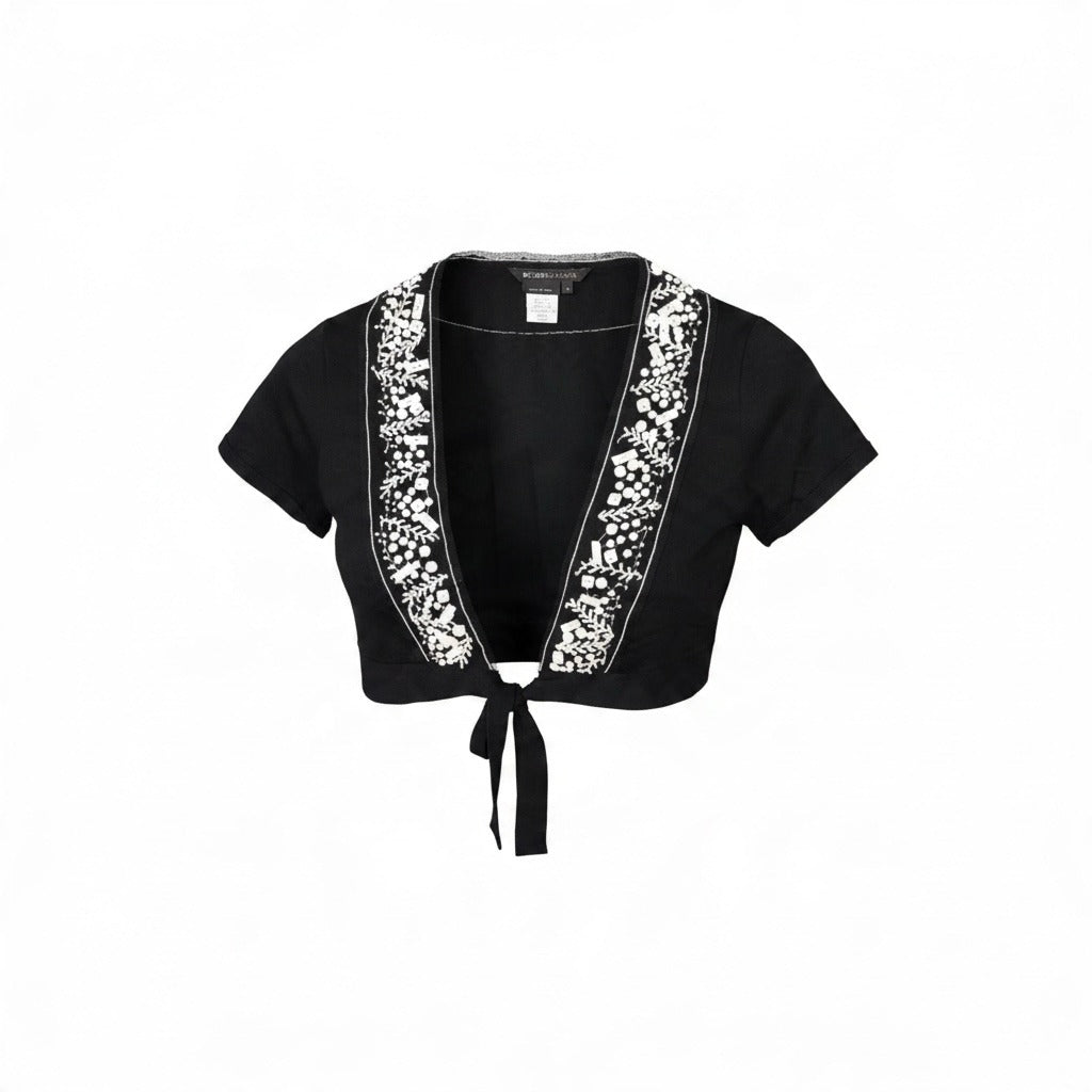 BCBGMaxAzria Black Embellished Crop Top - Size XS