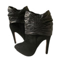 L.A.M.B. by Gwen Stefani black suede leather heeled ankle boots - front