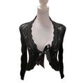 Le Chat Paris black open knit cardigan with satin bow - front