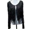 INC International Concepts black fringe top - size M - front