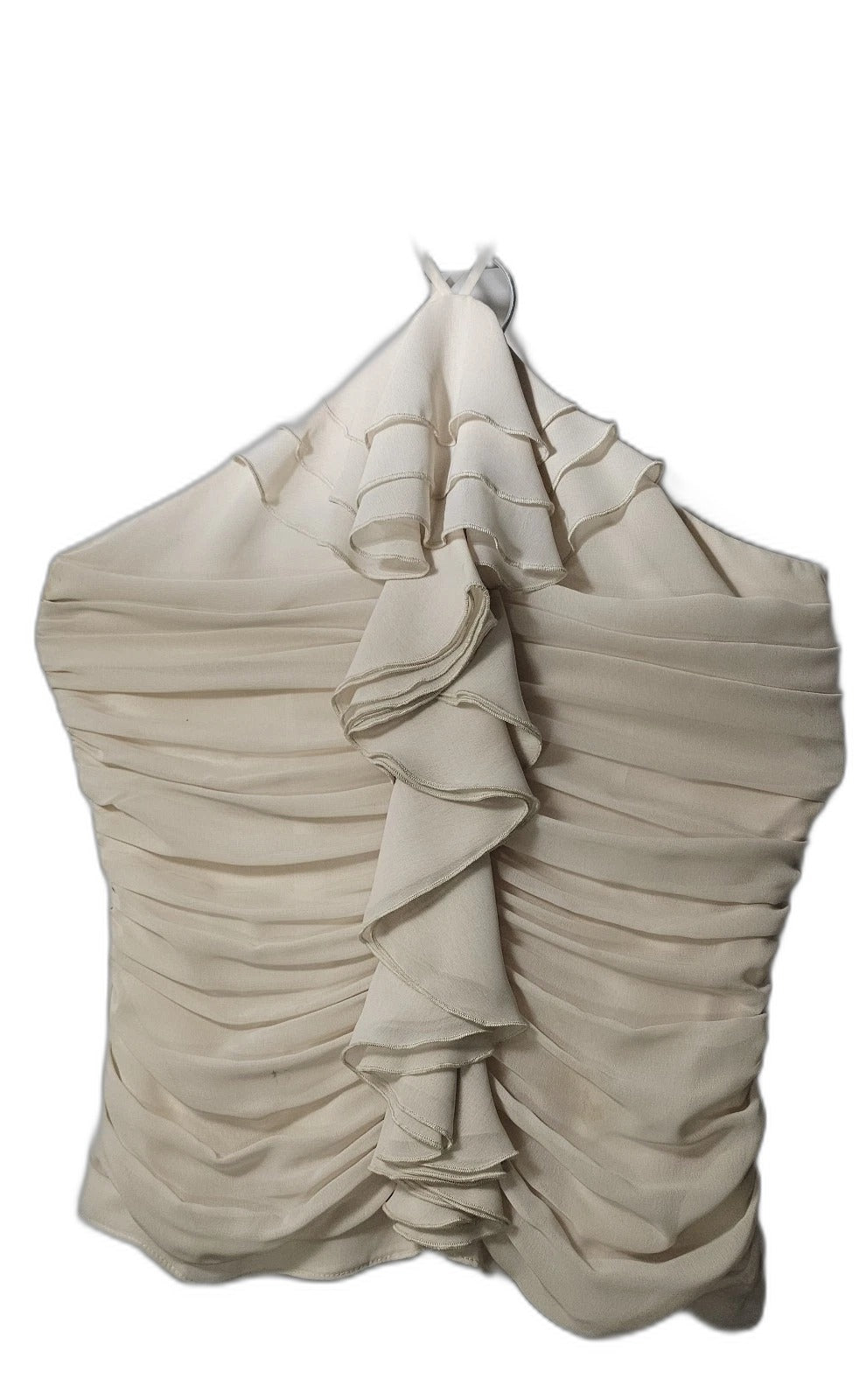 Nine West beige halter evening top with ruffle detail - front