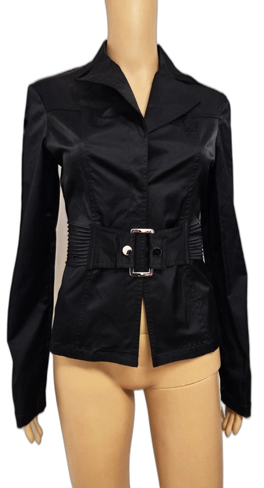 Vintage Odds in Evens black snap-front jacket blazer - front