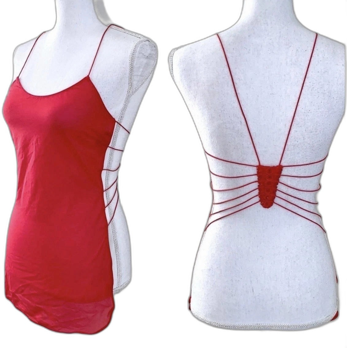 Victoria's Secret cherry red slip dress - strappy back view