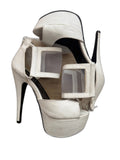 Charlotte Russe white platform peep-toe heels with mesh strap - front