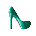Sergio Rossi turquoise patent leather platform pumps - view 1