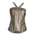 Vince Camuto gold and silver sequin halter tank top - front