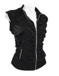 Sharagano black ruched satin vest top - view 1