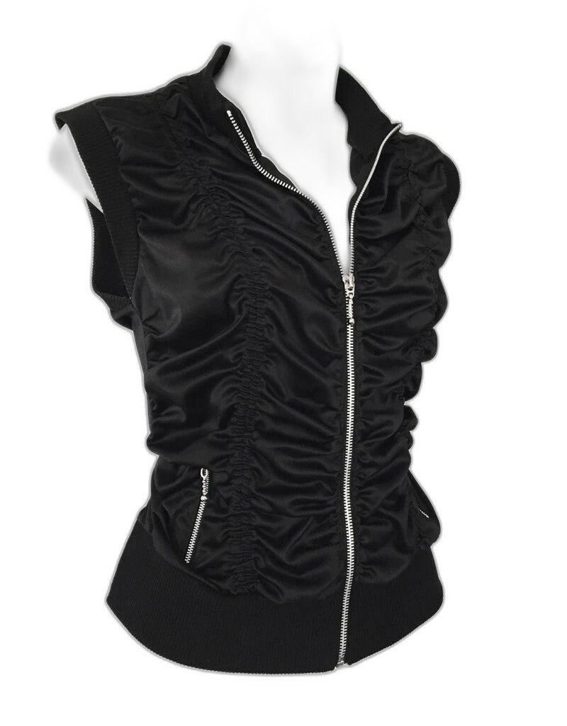 Sharagano black ruched satin vest top - view 1