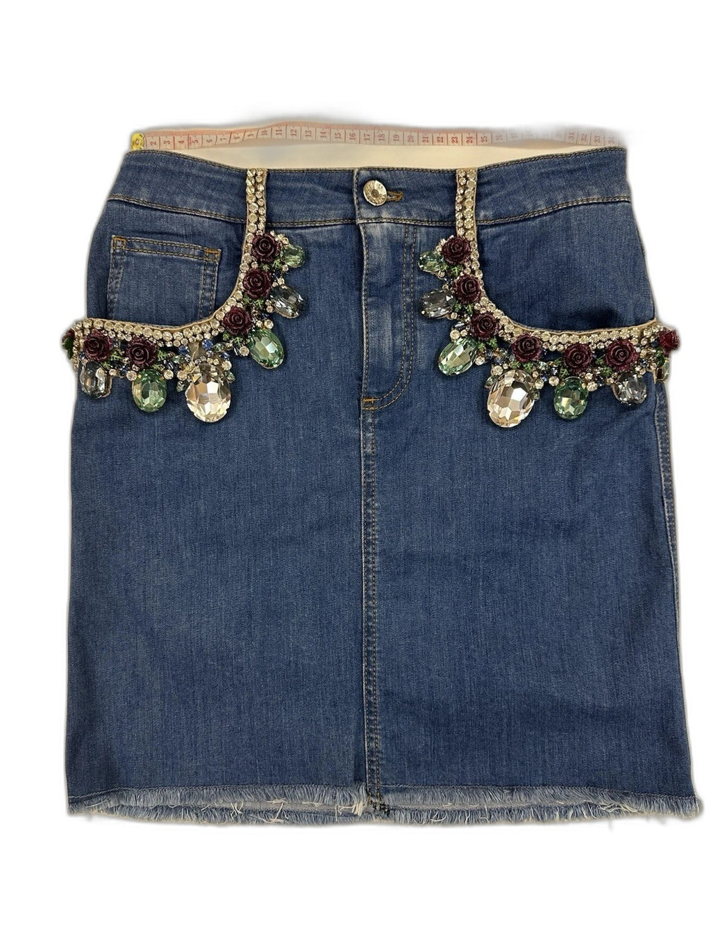 Dolce & Gabbana denim skirt with crystal embroidery - back view