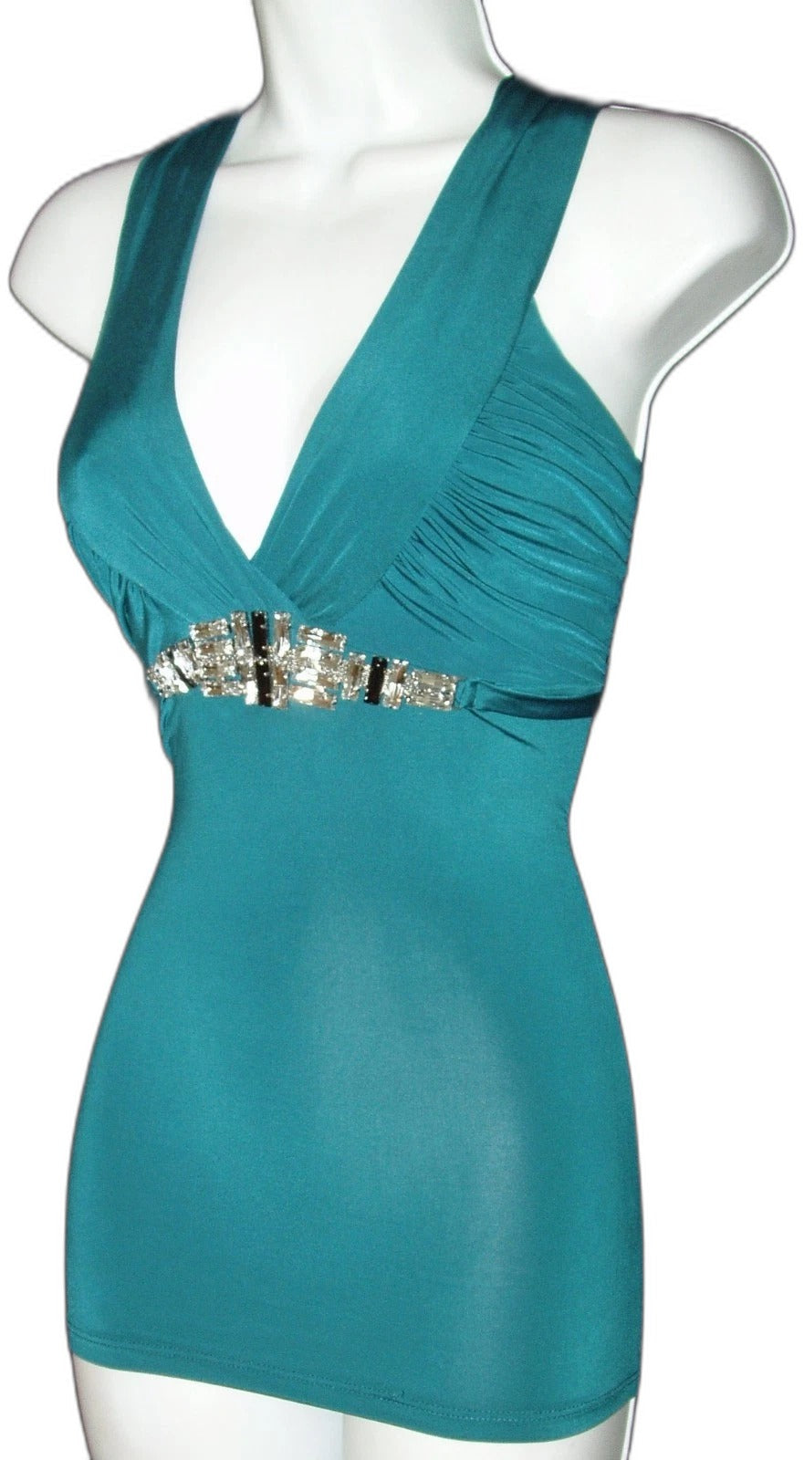 Wet Seal crystal rhinestone halter top in emerald green - front