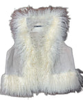 Y2K Topsbop grey suede shearling fur vest - front