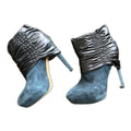 L.A.M.B. by Gwen Stefani blue suede platform ruched stiletto ankle booties - view 1