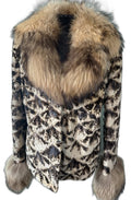 Saglia vintage sheared mink fur coat with raccoon trim - front