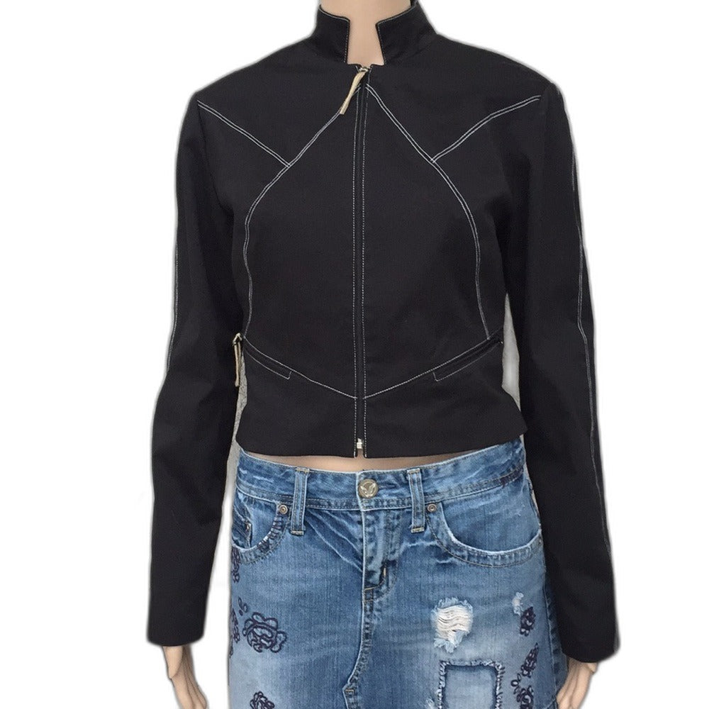 Citrine black blazer with contrast stitching - front
